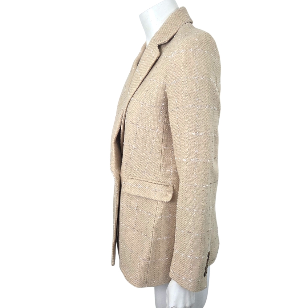 Ann Taylor Tweed Blazer Suit Jacket NEW Double Breasted Womens 4 Beige Tan - Picture 6 of 14